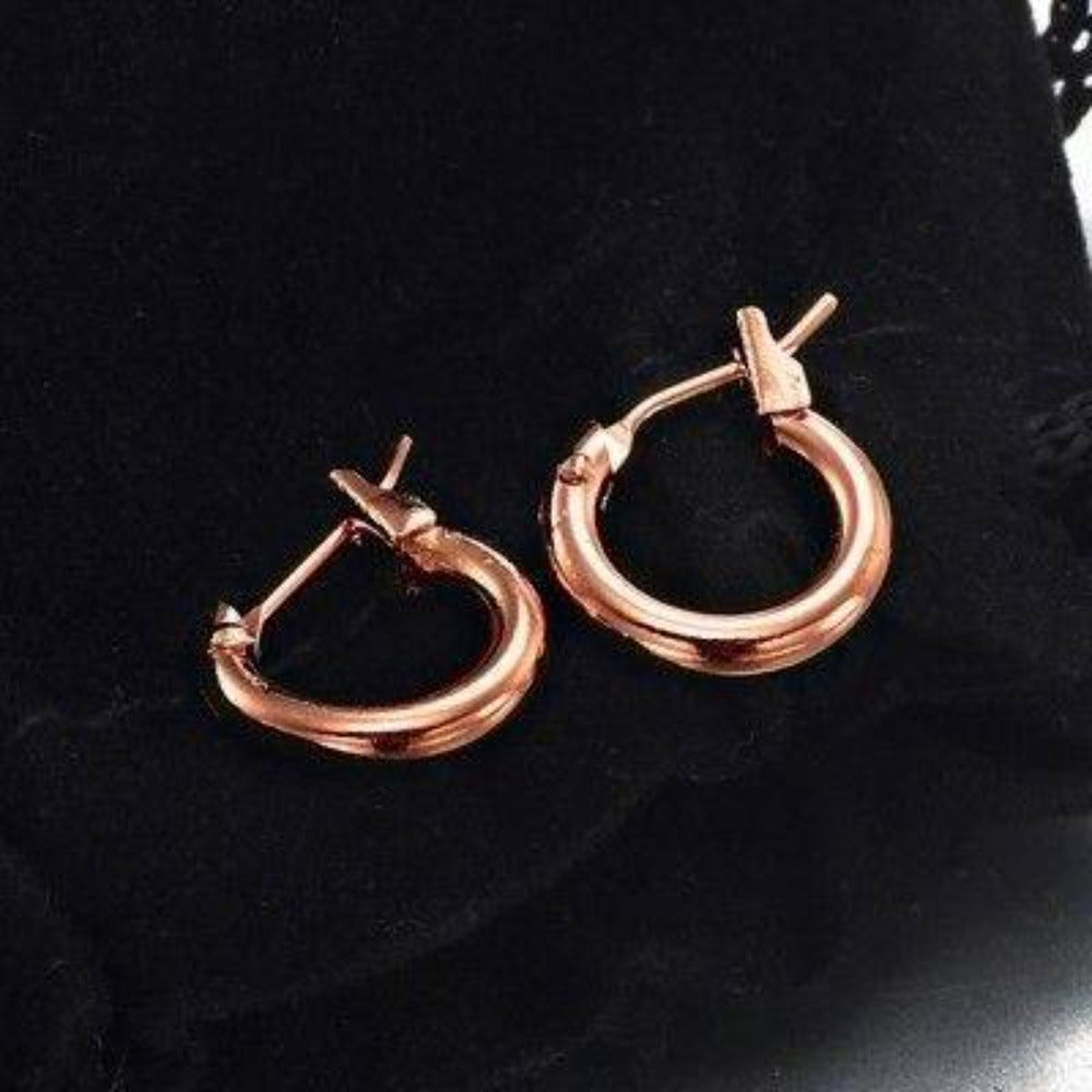 18ct Heavy Rose Gold Plated  6mm (Babies) & 9mm (Children's) Hoop Earrings - USA Made