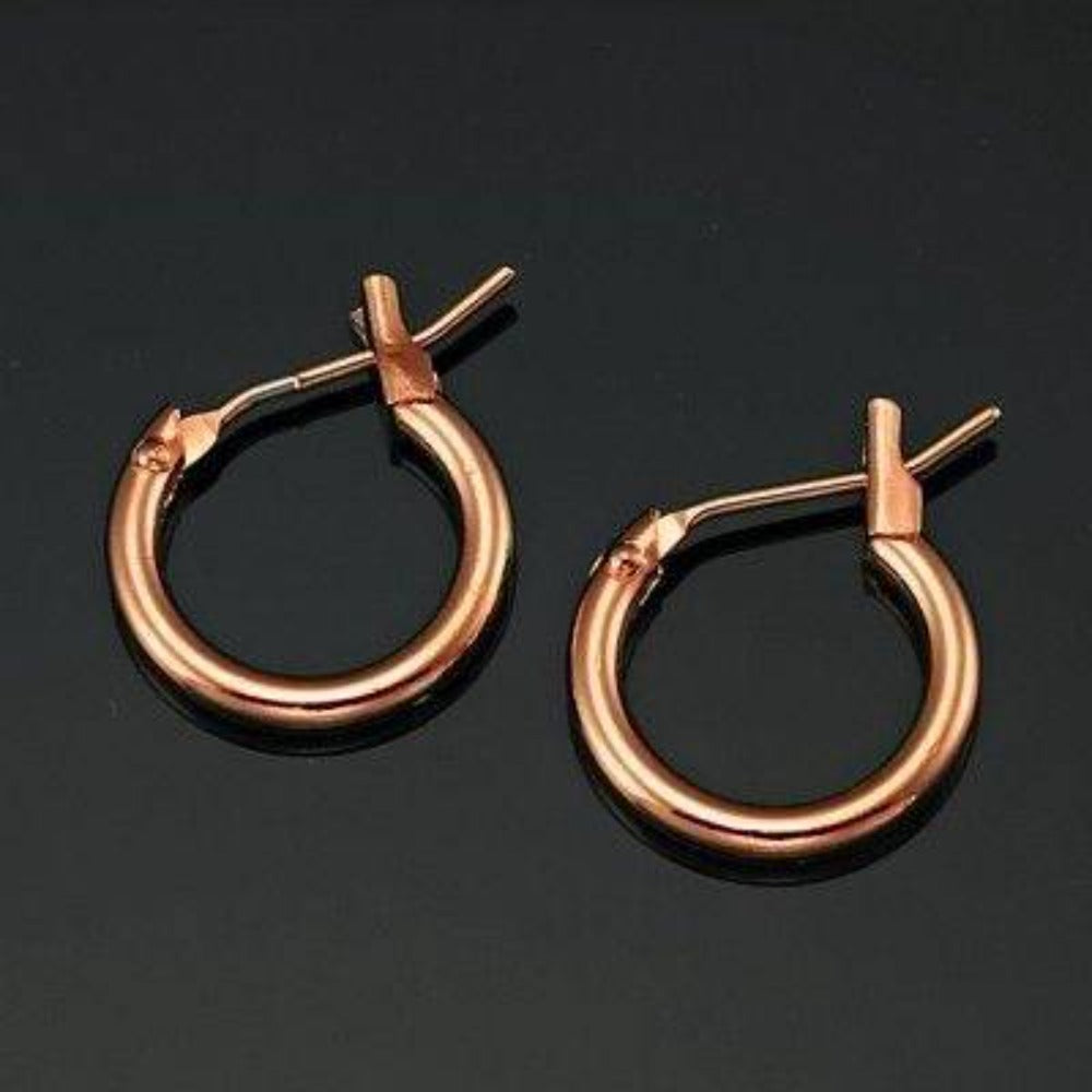 18ct Heavy Rose Gold Plated  6mm (Babies) & 9mm (Children's) Hoop Earrings - USA Made