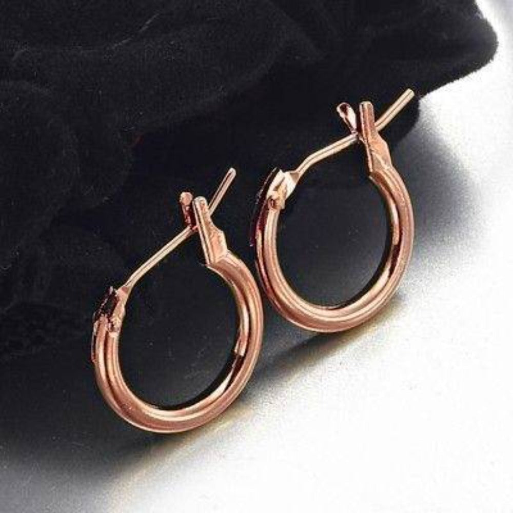 18ct Heavy Rose Gold Plated  6mm (Babies) & 9mm (Children's) Hoop Earrings - USA Made