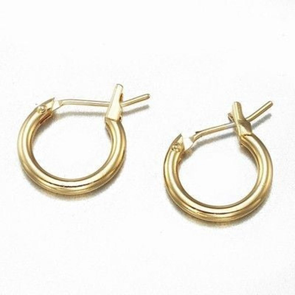 18ct Heavy Yellow Gold Plated 6mm (Babies) & 9mm (Children's) Hoop Earrings - USA Made