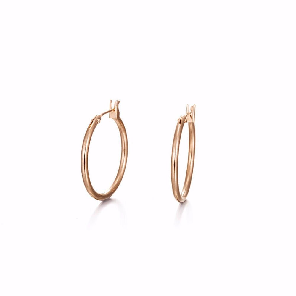 18ct Heavy Rose Gold Plated Hoop Earrings - USA Made