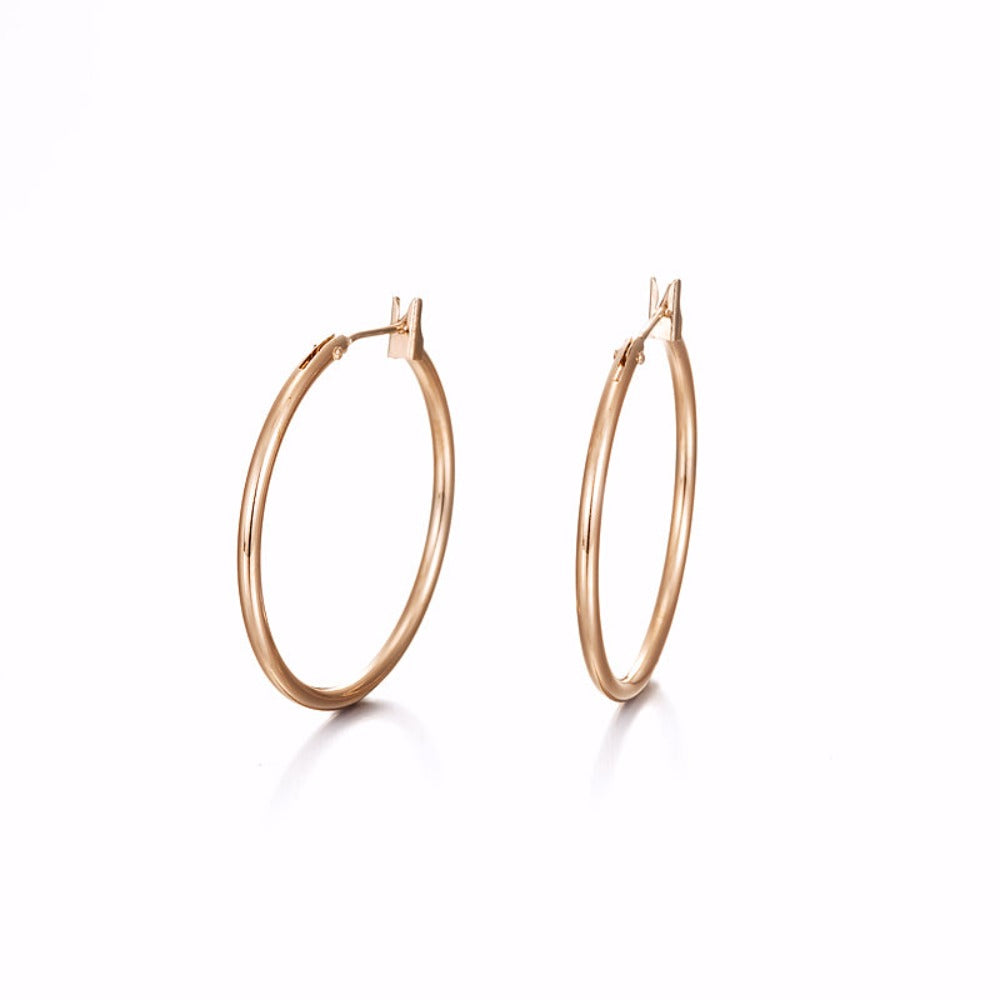 18ct Heavy Rose Gold Plated Medium 30mm Hoop Earring - USA Made