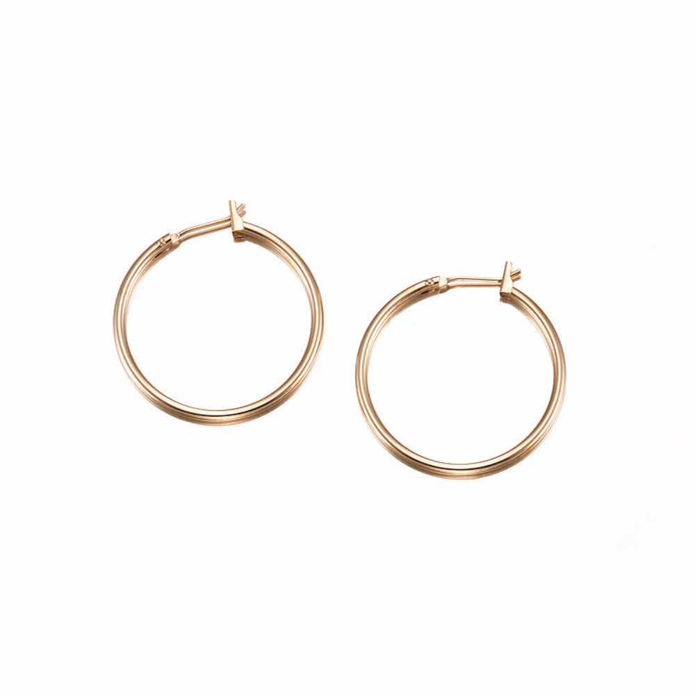 18ct Heavy Rose Gold Plated Medium 30mm Hoop Earring - USA Made