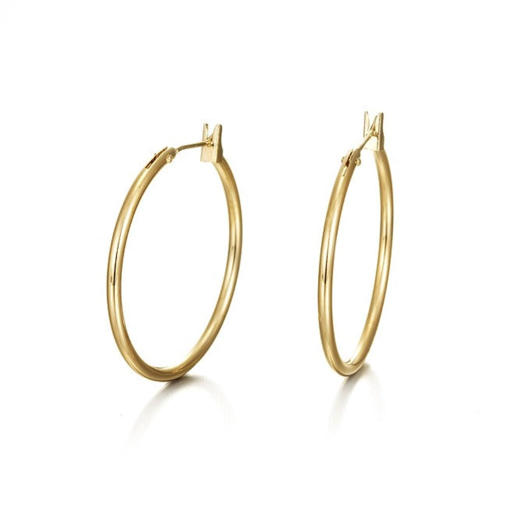 18ct Heavy Yellow Gold Plated Hoop Earrings