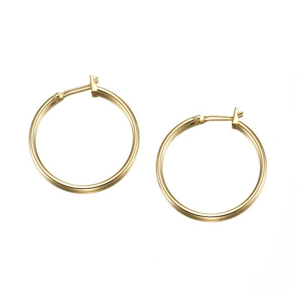 18ct Heavy Yellow Gold Plated Medium 30mm Hoop Earrings