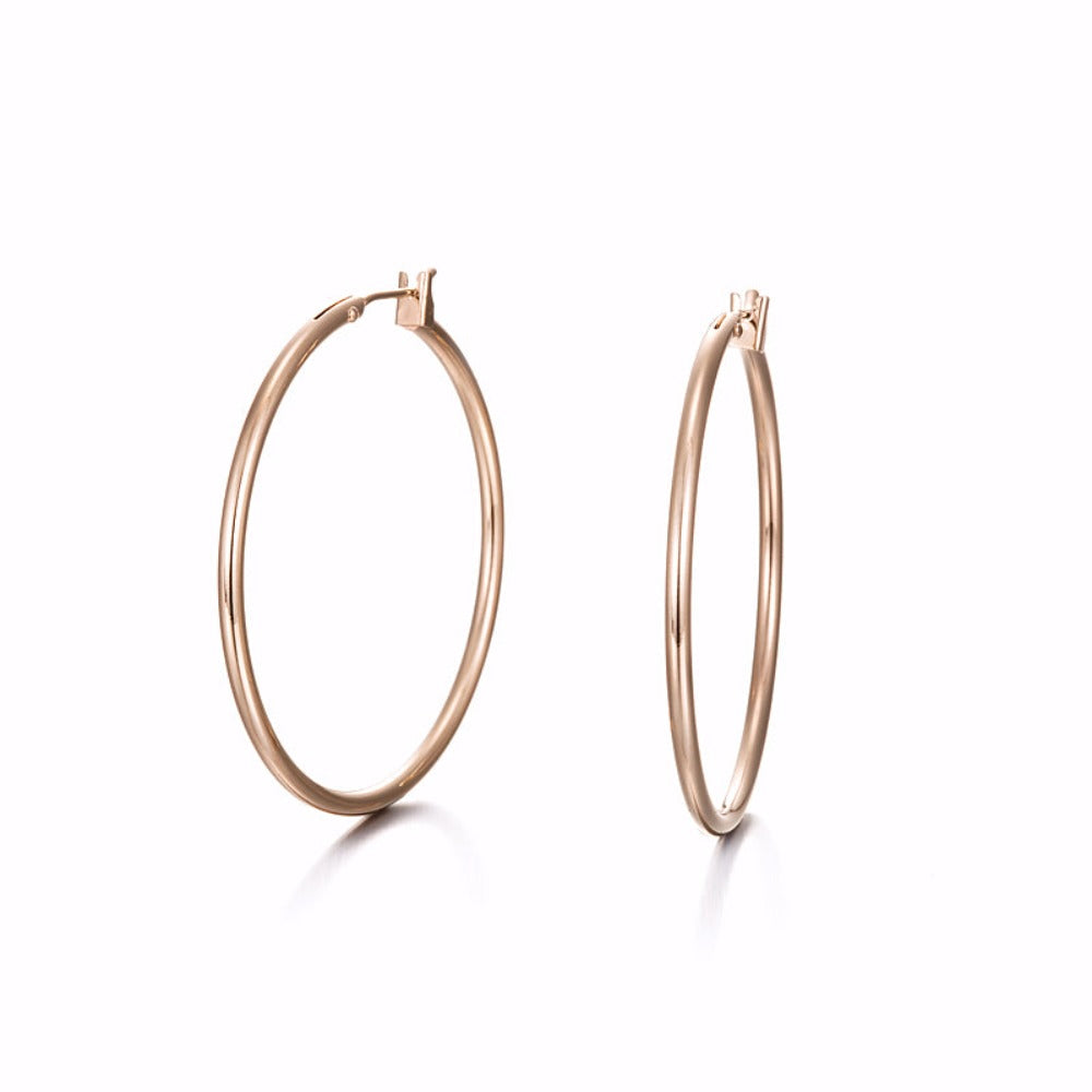 18ct Heavy Rose Gold Plated Large 35mm Hoop Earring - USA Made