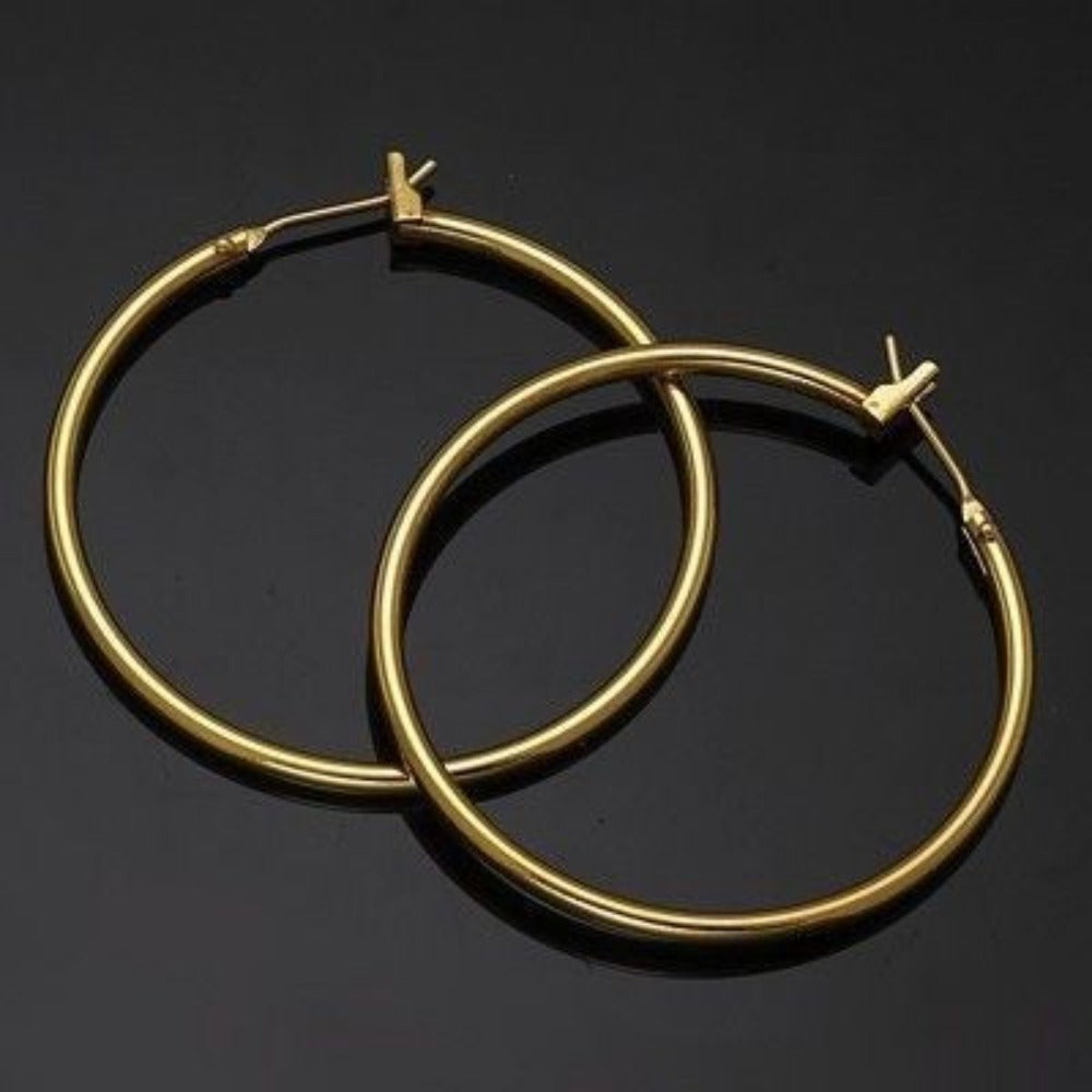 18ct Heavy Yellow Gold Plated 35mm Large Hoop Earring