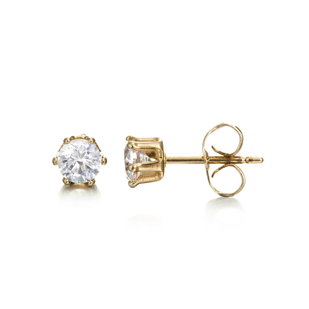 18ct Heavy Yellow Gold Plated Simulated Diamond Stud Earring