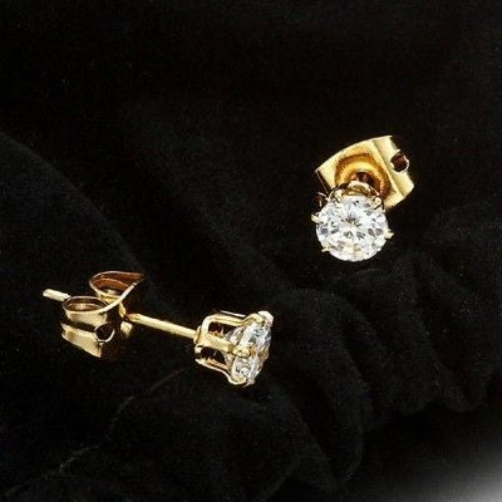 18ct Heavy Yellow Gold Plated Simulated Diamond Stud Earring