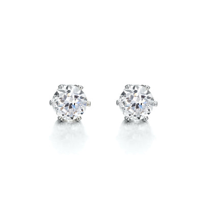 925 Sterling Silver Plated & Simulated Diamond Stud Earring - USA Made