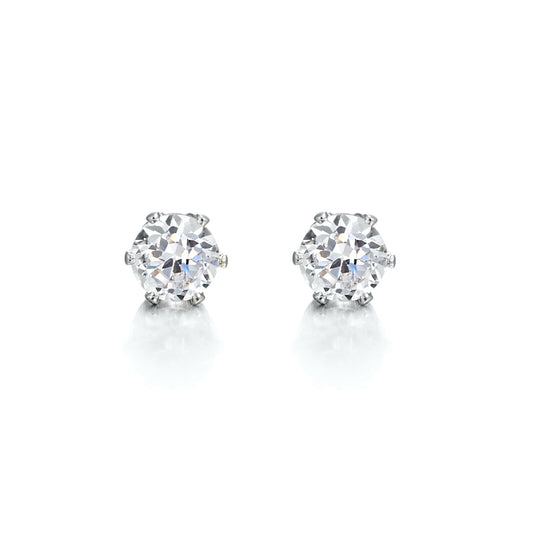 925 Sterling Silver Plated & Simulated Diamond Stud Earring - USA Made