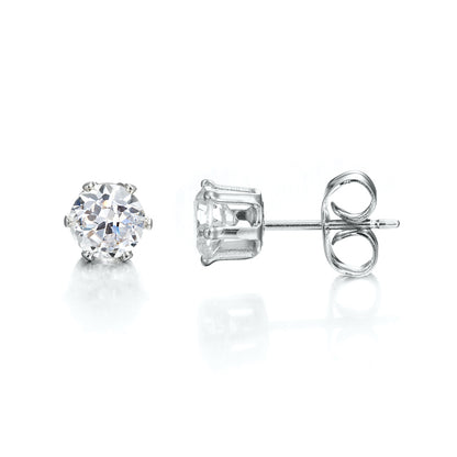 925 Sterling Silver Plated & Simulated Diamond Stud Earring - USA Made