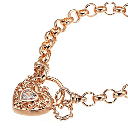 Pulsera de cadena Belcher de 6 mm chapada en oro rosa de 18 quilates con medallón de filigrana, fabricada en EE. UU.