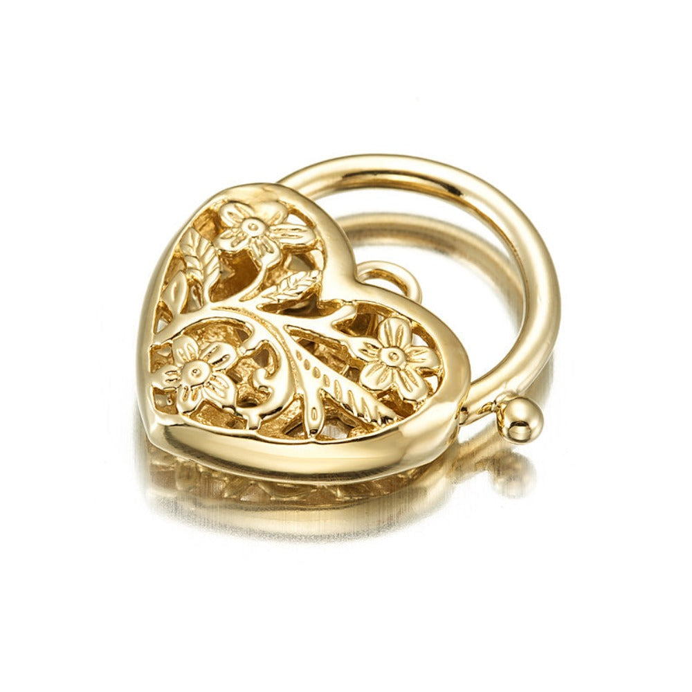 Classic 18ct Heavy Yellow Gold Plated Filigree Heart Locket - USA Made