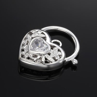 925 Sterling Silver Plated Simulated Diamond Filigree Heart Locket - USA Made