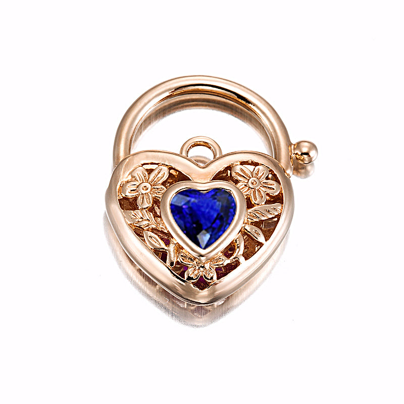 18ct Heavy Rose Gold Plated Dark Blue Filigree Heart Locket - USA Made