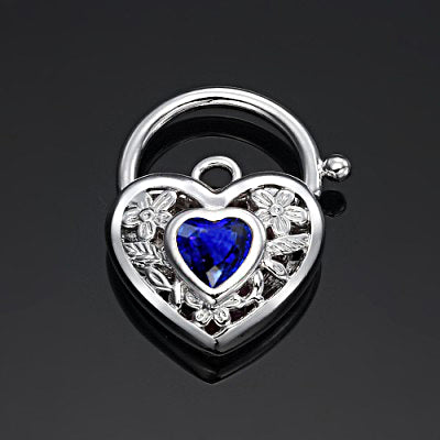 925 Sterling Silver Plated Dark Blue Filigree Heart Locket - USA Made