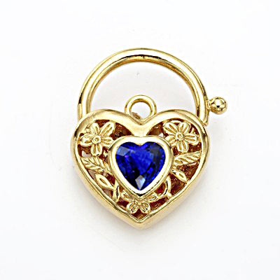 18ct Heavy Yellow Gold Plated Dark Blue Filigree Heart Locket - USA Made