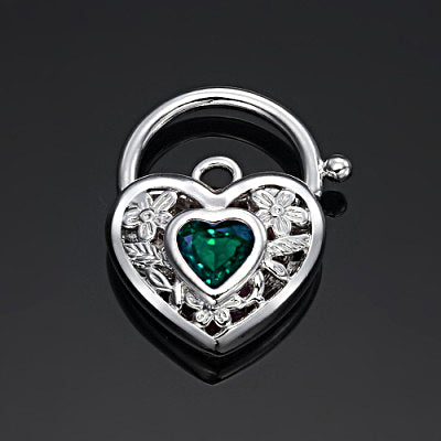 925 Sterling Silver Plated Green Filigree Heart Locket - USA Made