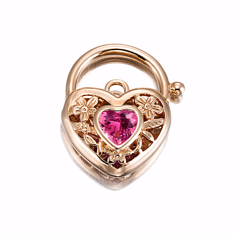 18ct Heavy Rose Gold Plated Pink Filigree Heart Locket - USA Made