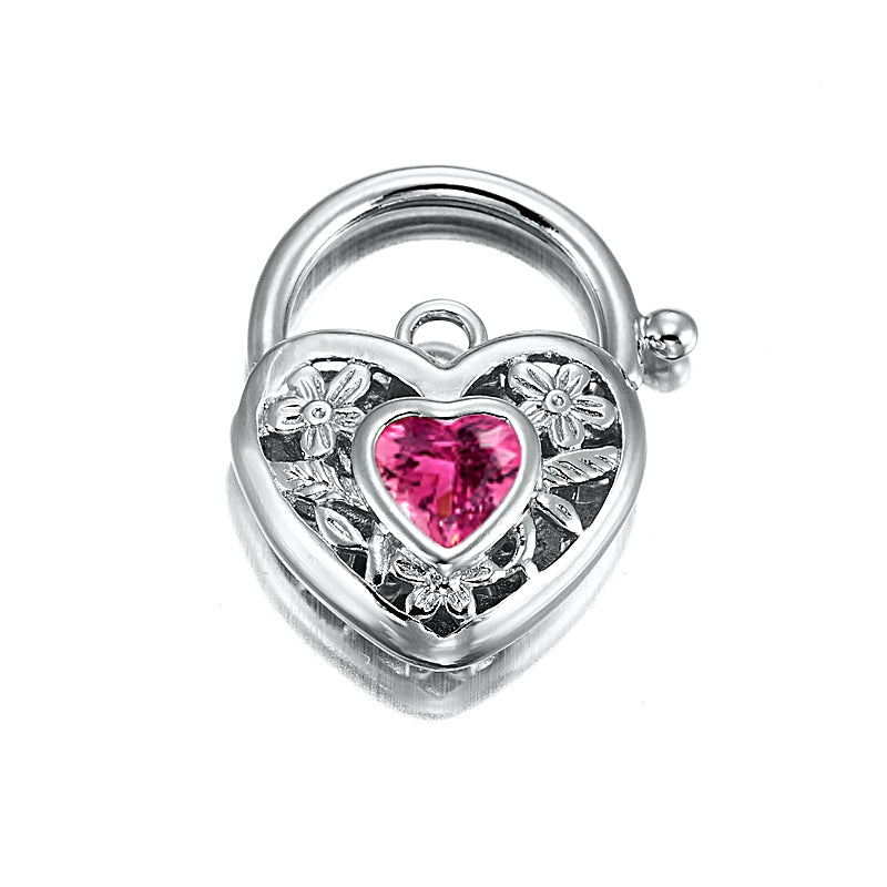 925 Sterling Silver Plated Pink Filigree Heart Locket - USA Made