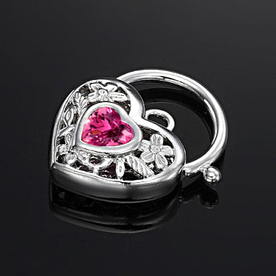 925 Sterling Silver Plated Pink Filigree Heart Locket - USA Made