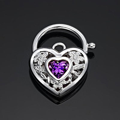 925 Sterling Silver Plated Purple Filigree Heart Locket - USA Made