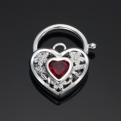 925 Sterling Silver Plated Simulated Ruby Filigree Heart Locket - USA Made