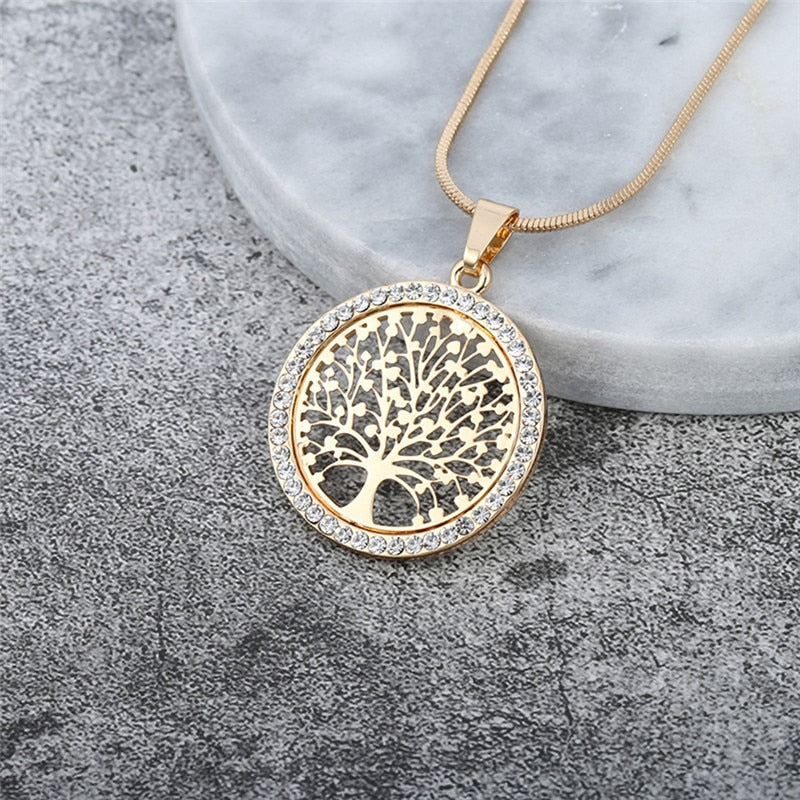 Designer Simulated Diamond "Tree of Life" Pendant Necklace