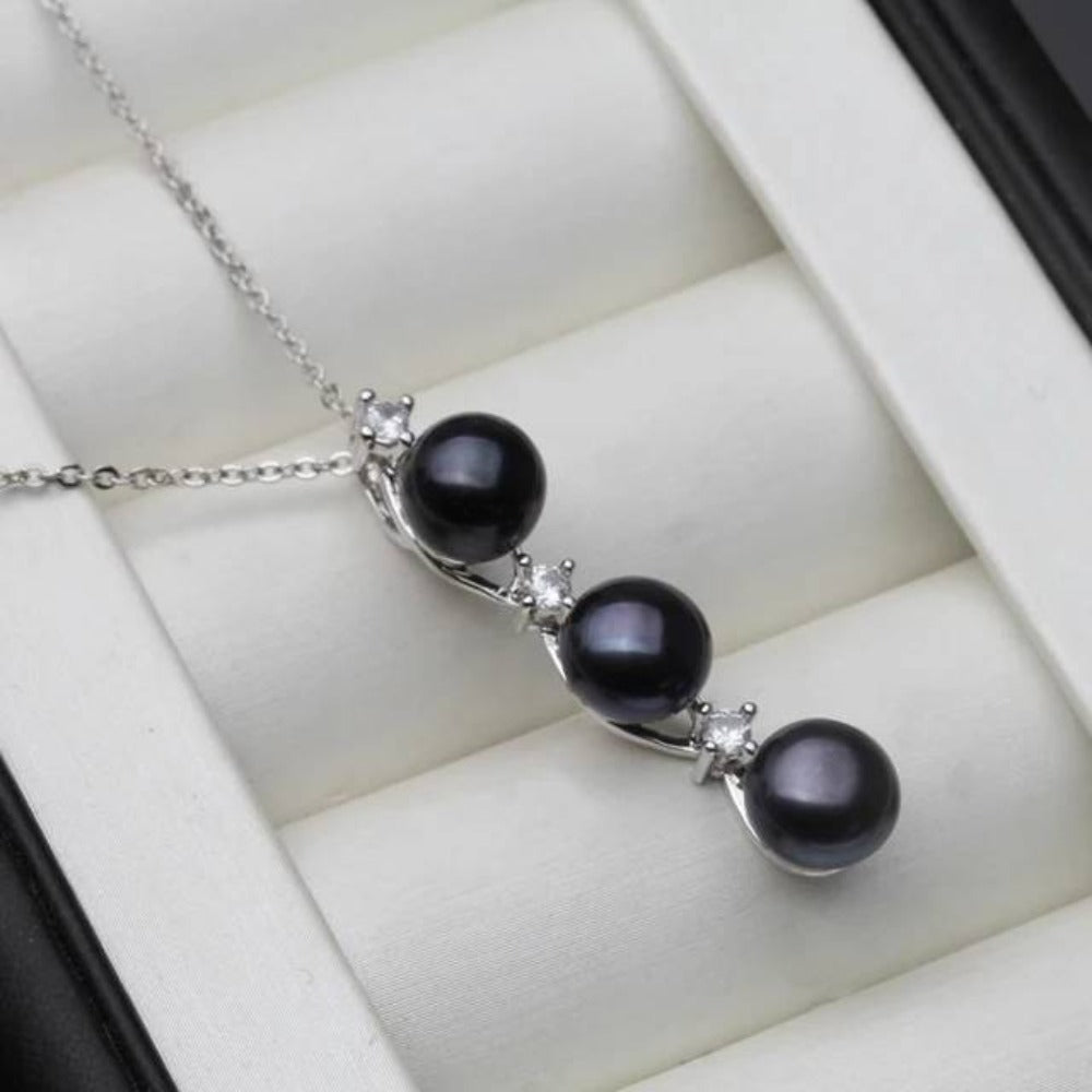 Designer Genuine Freshwater Pearl Triple Drop Necklace