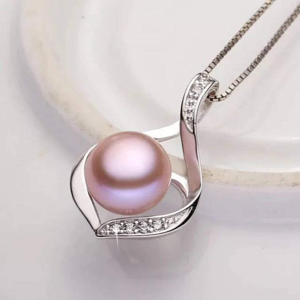 Genuine Freshwater Pearl & Simulated Diamond Teardrop Necklace