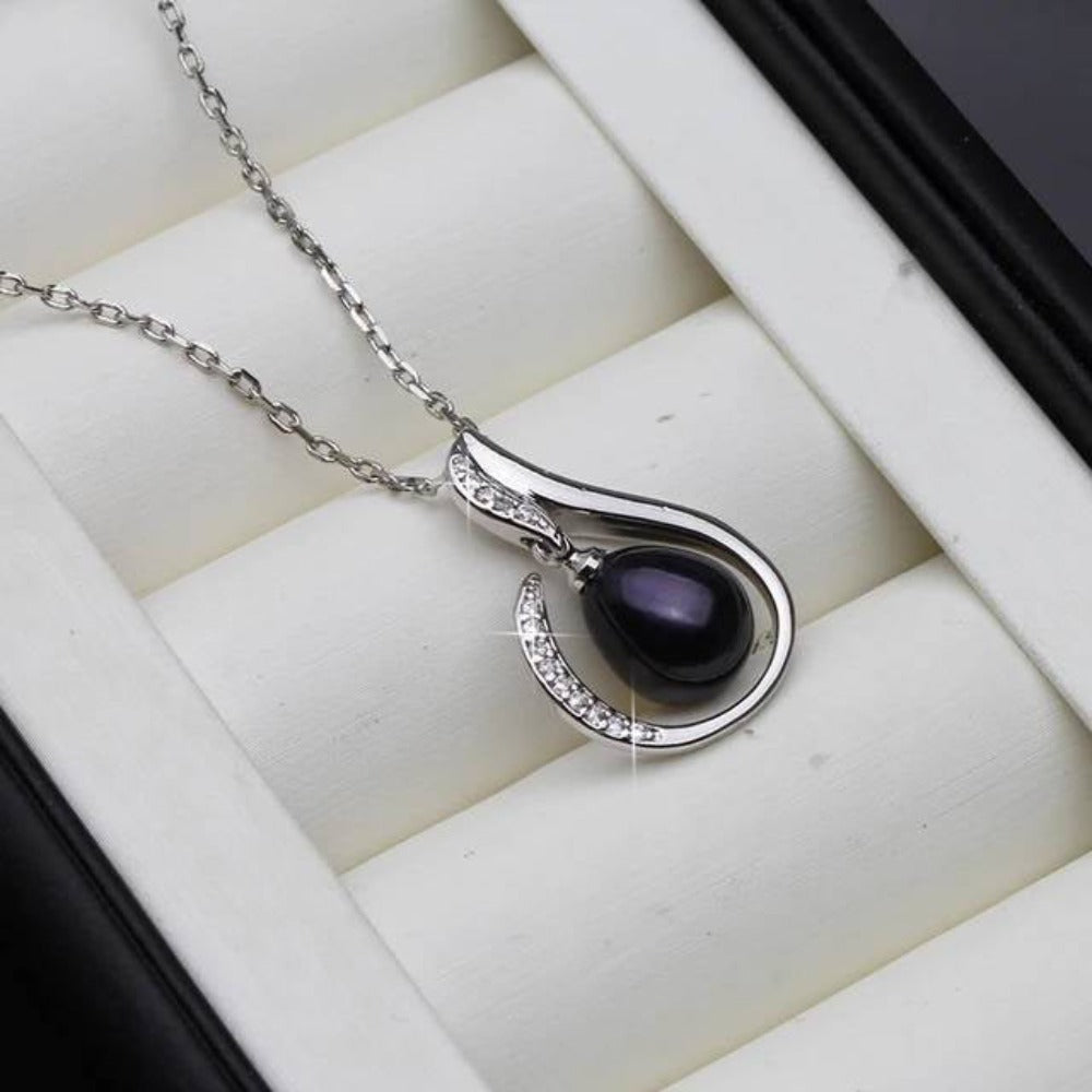 Designer Simulated Diamond and Freshwater Pearl Teardrop Necklace