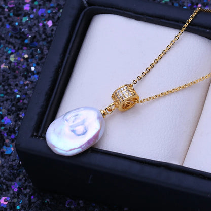 Designer Freshwater Big Baroque Pearl Necklaces in Gold