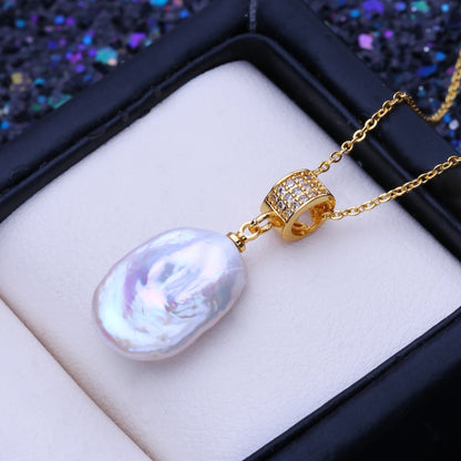 Designer Freshwater Big Baroque Pearl Necklaces in Gold
