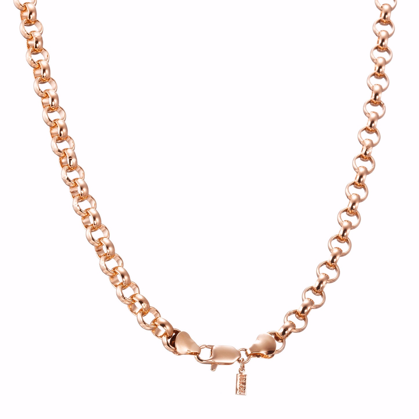 18ct Heavy Rose Gold Plated 6mm Belcher Chain Necklace with Lobster Clasp - USA Made