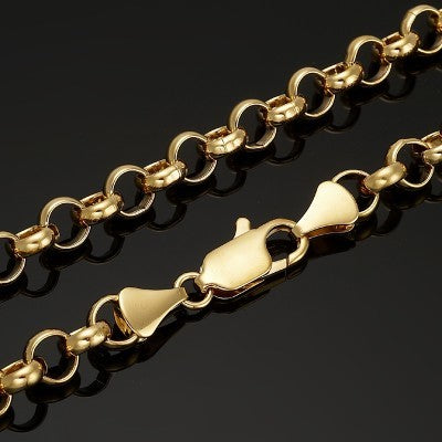 18ct Heavy Yellow Gold Plated 6mm Belcher Chain Necklace with Lobster Clasp