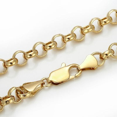 18ct Heavy Yellow Gold Plated 6mm Belcher Chain Necklace with Lobster Clasp