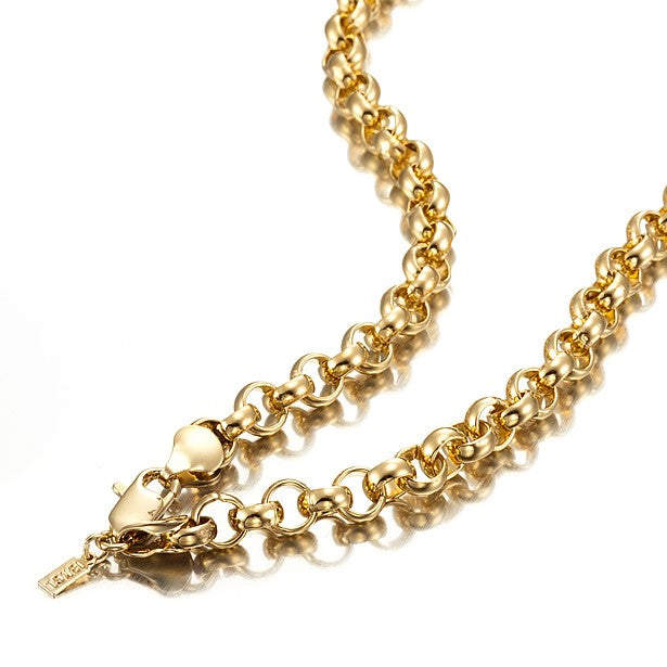 18ct Heavy Yellow Gold Plated 6mm Belcher Chain Necklace with Lobster Clasp