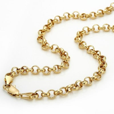 18ct Heavy Yellow Gold Plated 6mm Belcher Chain Necklace with Lobster Clasp - USA Made