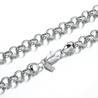 925 Sterling Silver Plated 6mm Belcher Chain Necklace with Lobster Clasp