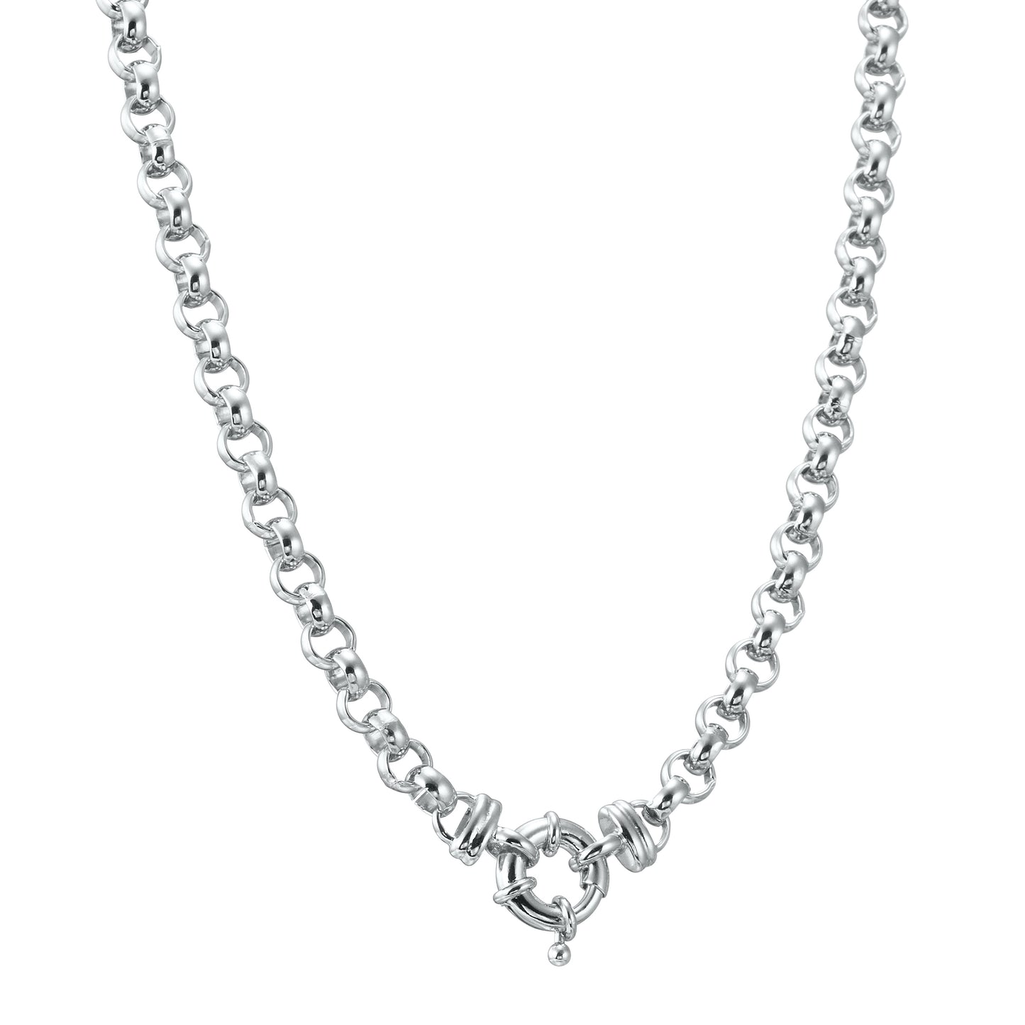 925 Sterling Silver Plated 6mm Belcher Chain Necklace with Bolt Clasp - USA Made