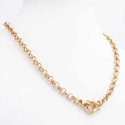 Collar de cadena Belcher chapado en oro amarillo pesado de 18 quilates con cierre de perno, fabricado en EE. UU.