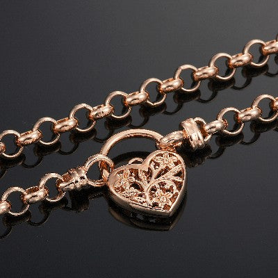 18ct Heavy Rose Gold Plated 6mm Belcher Chain Necklace with a Filigree Locket - USA Made