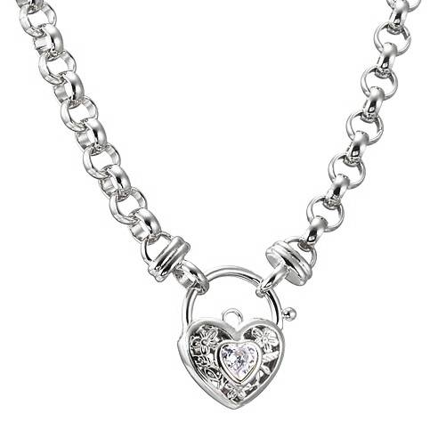 925 Sterling Silver Plated 6mm Belcher Chain Necklace with a Filigree Locket Featuring a Simulated Diamond - USA Made