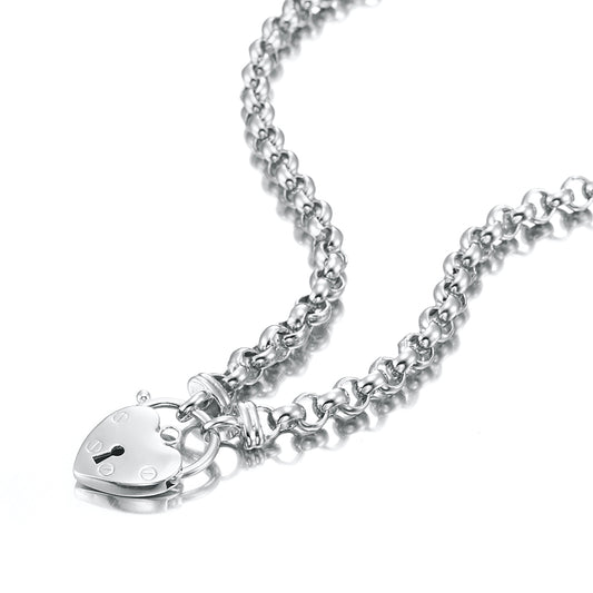 925 Sterling Silver Plated 6mm Belcher Chain Necklace Featuring a Plain Locket - USA Made