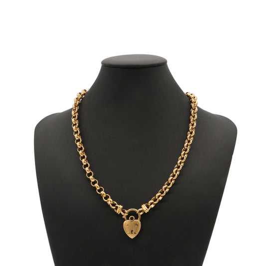 Schwere, 18 Karat Gelbgold plattierte 6-mm-Belcher-Kette mit schlichtem Medaillon – Hergestellt in den USA
