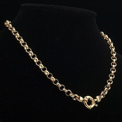 18ct Heavy Yellow Gold Plated 6mm Belcher Chain Necklace with Bolt Clasp - USA Made