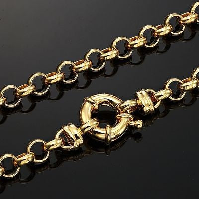 18ct Heavy Yellow Gold Plated 6mm Belcher Chain Necklace with Bolt Clasp - USA Made