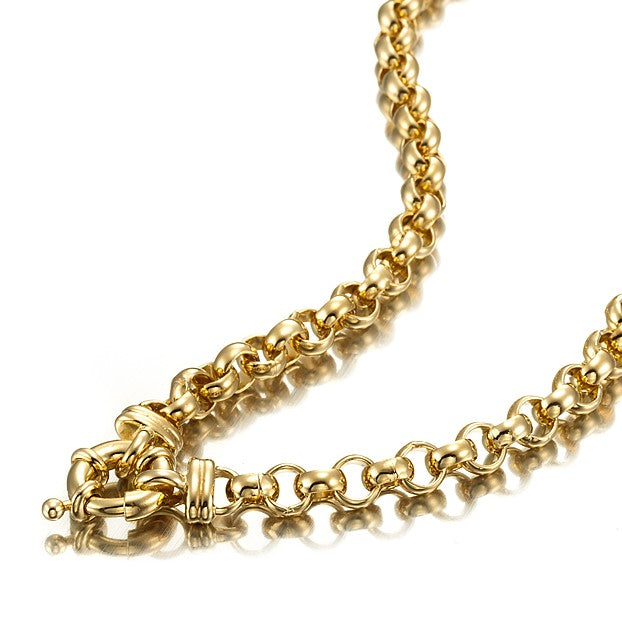 18ct Heavy Yellow Gold Plated 6mm Belcher Chain Necklace with Bolt Clasp - USA Made