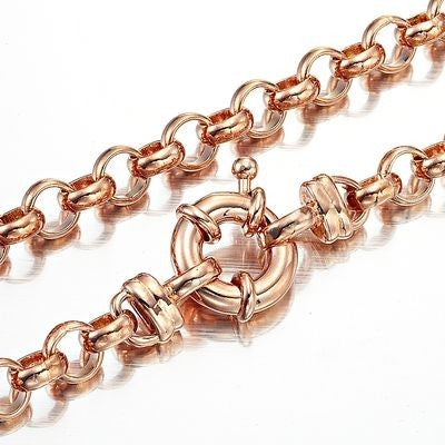 18ct Heavy Rose Gold Plated 6mm Belcher Chain Necklace with Bolt Clasp - USA Made